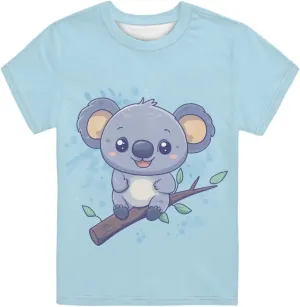 Girls Short Sleeve Shirt with Cute Graphic Crewneck Pullover Tees Tops for Kids 2-16 Y