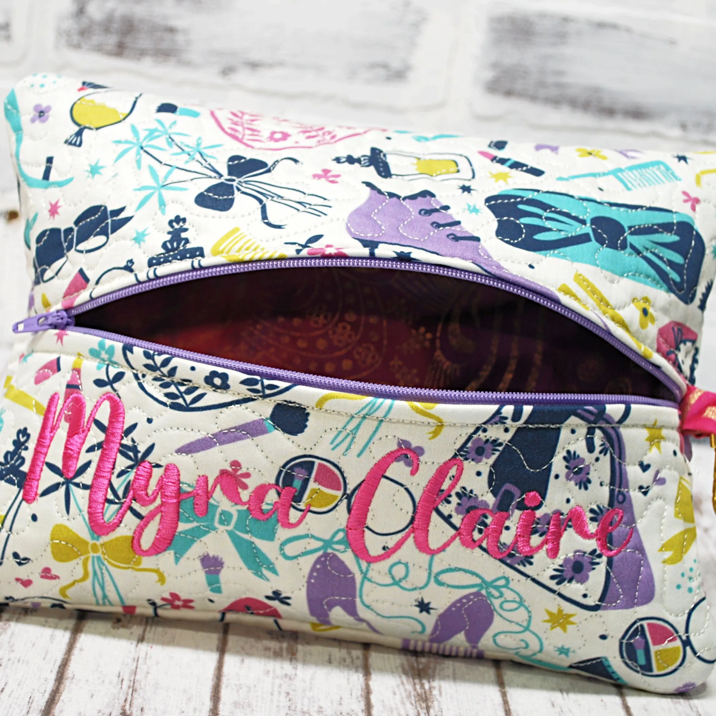 Girly Accessories Personalized Quilted Pouch