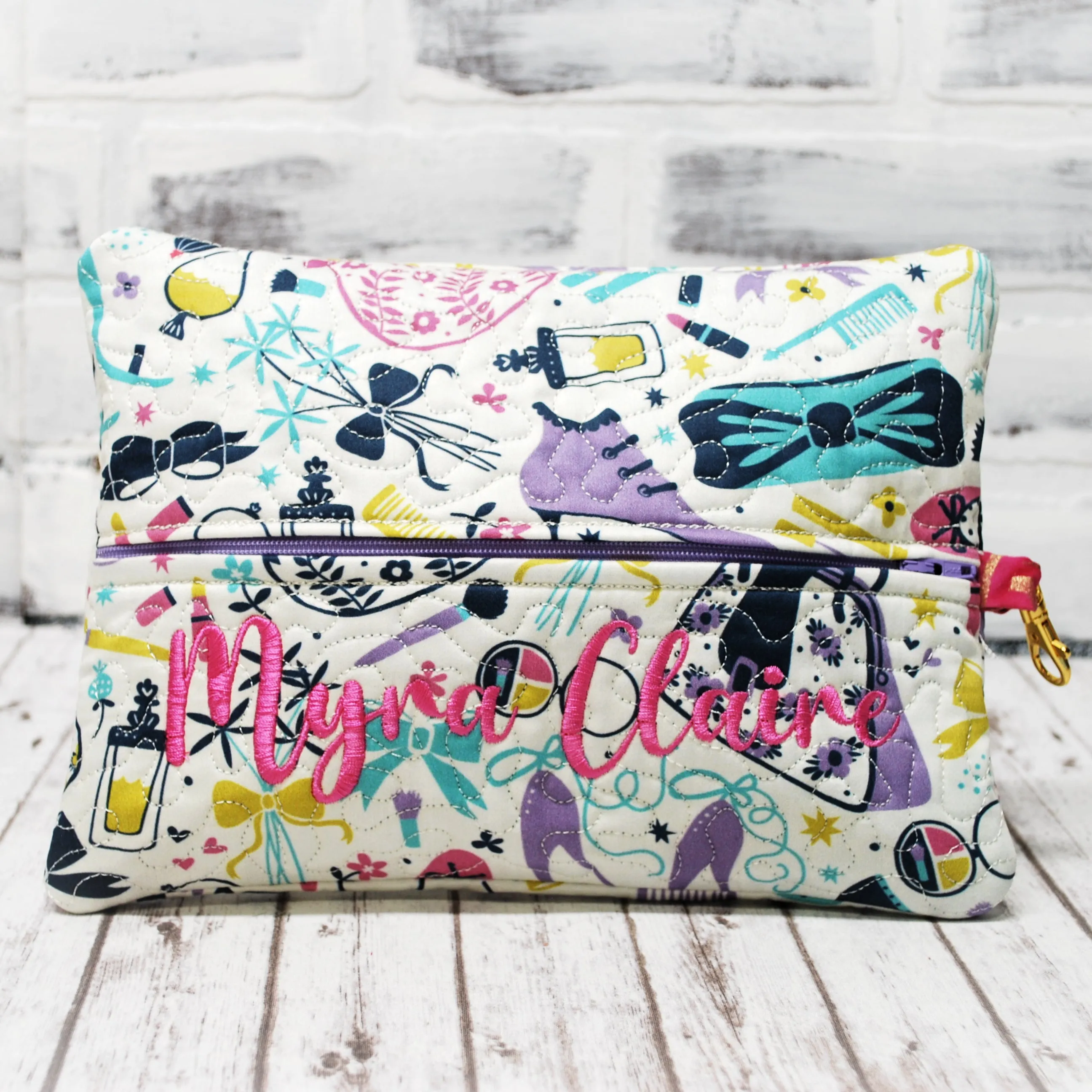 Girly Accessories Personalized Quilted Pouch