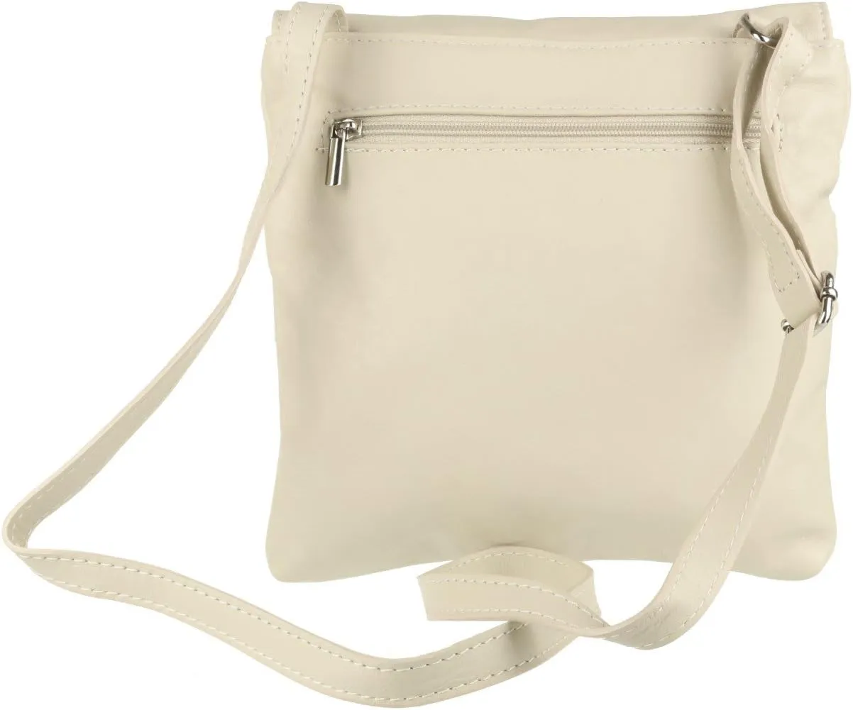Girly HandBags Double Pocket Italian Genuine Leather Messenger Bag Crossbody Shoulder Bag