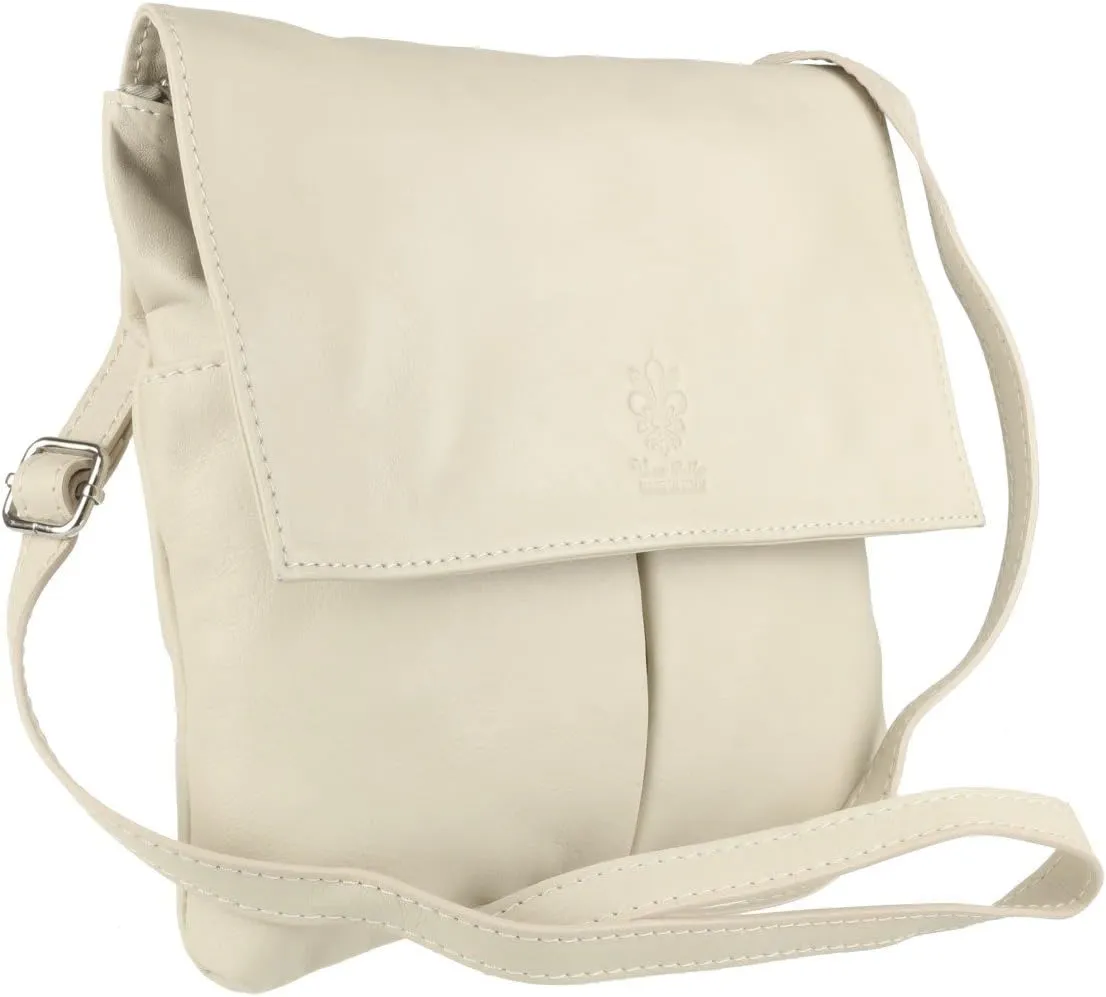 Girly HandBags Double Pocket Italian Genuine Leather Messenger Bag Crossbody Shoulder Bag