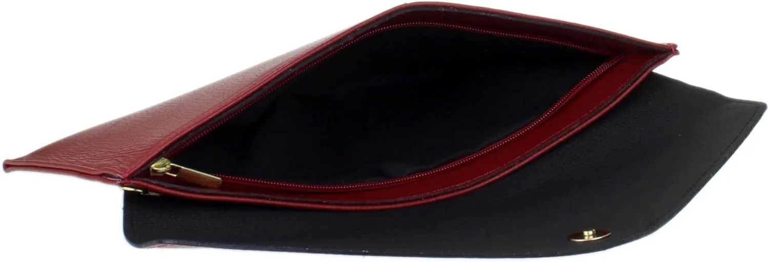 Girly HandBags Womens Italian Genuine Leather Envelope Clutch Bag