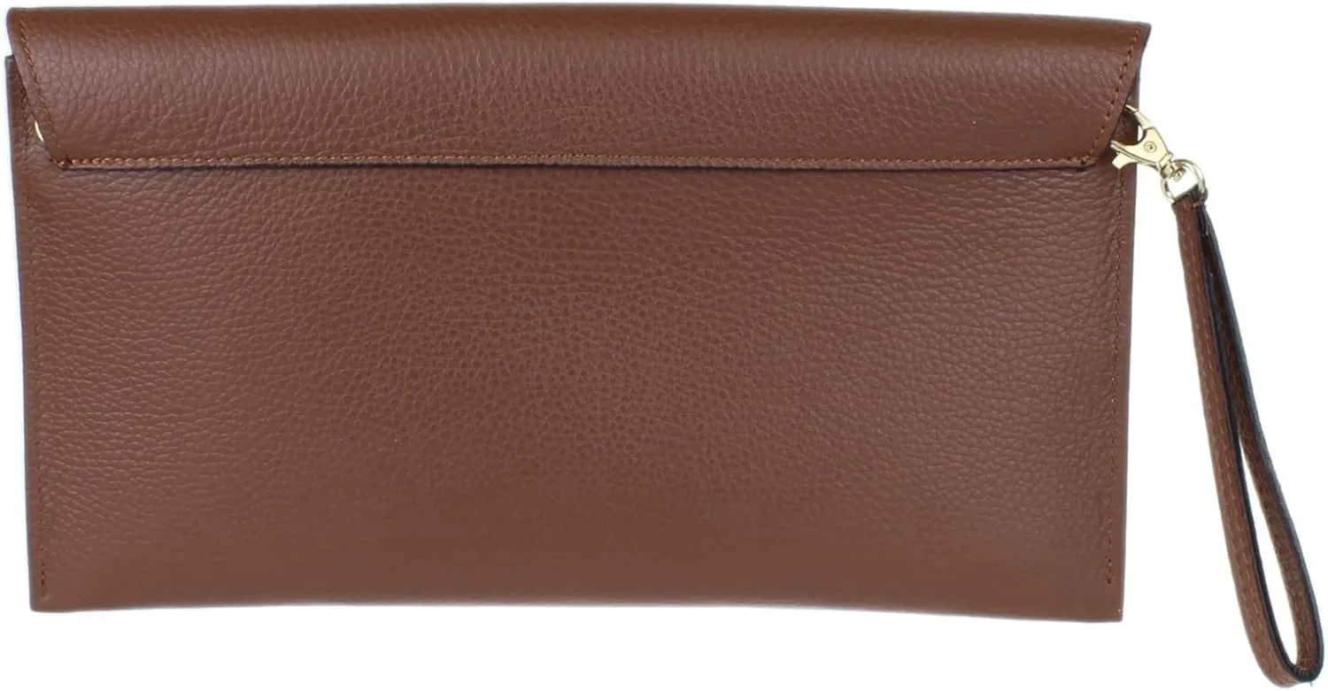 Girly HandBags Womens Italian Genuine Leather Envelope Clutch Bag