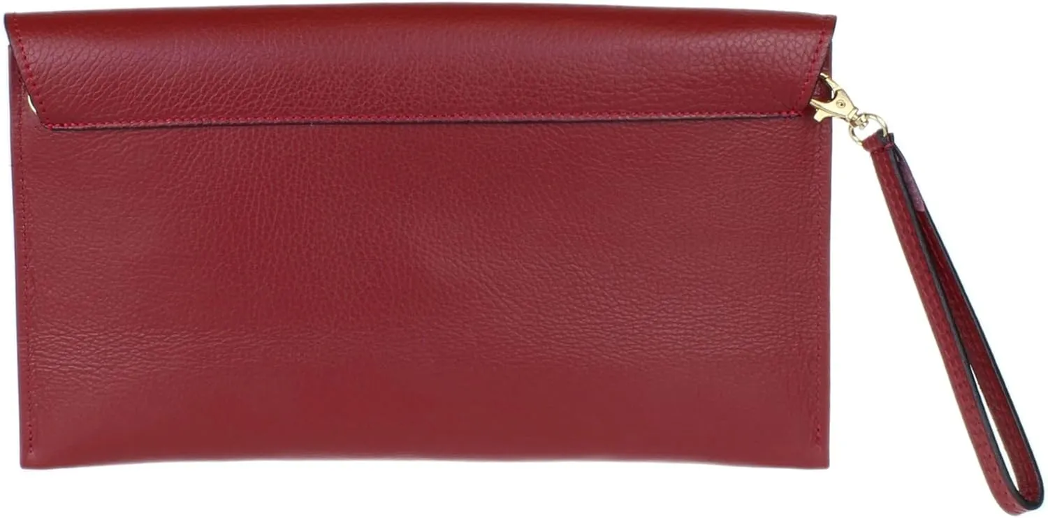 Girly HandBags Womens Italian Genuine Leather Envelope Clutch Bag