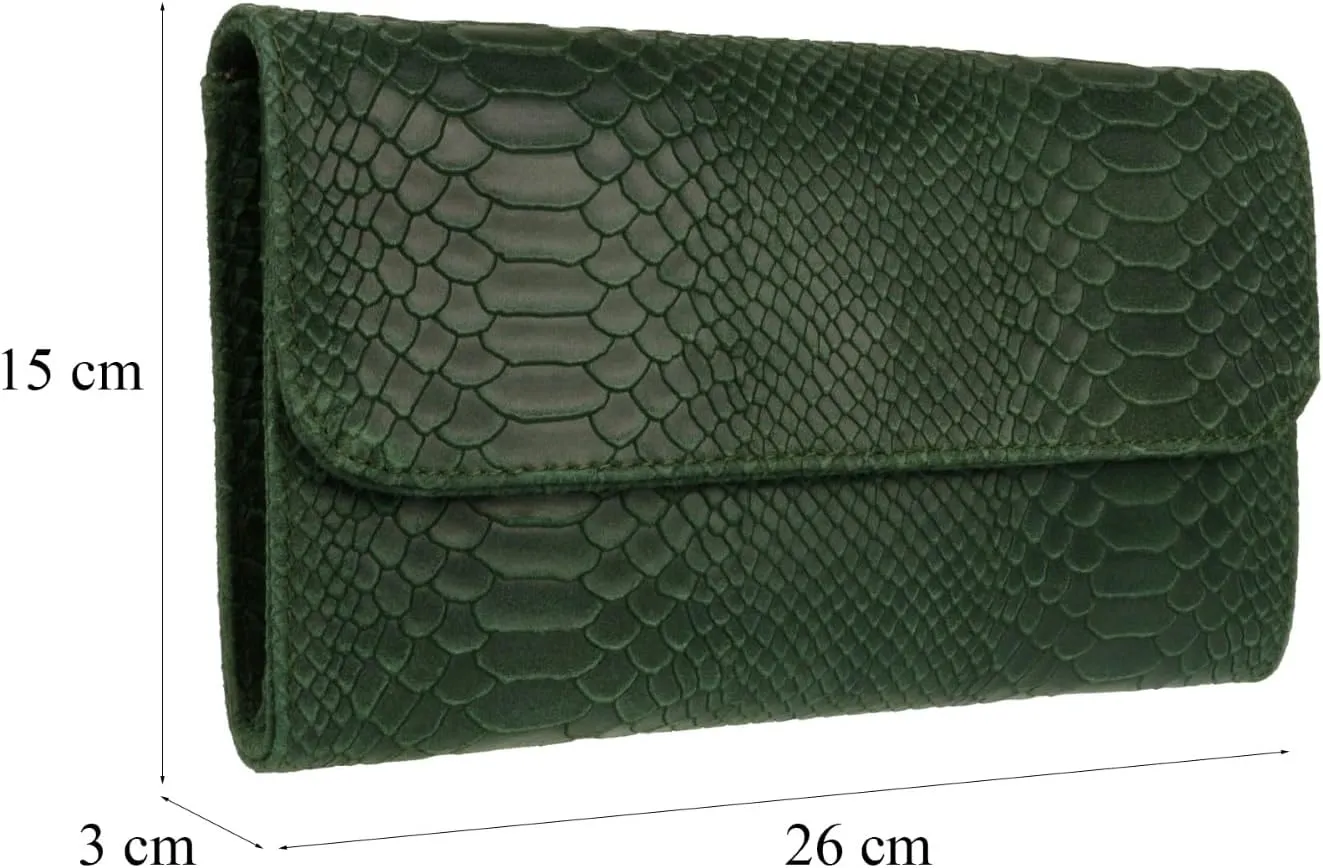 Girly HandBags Womens Italian Leather Snake Print Suede Clutch Bag