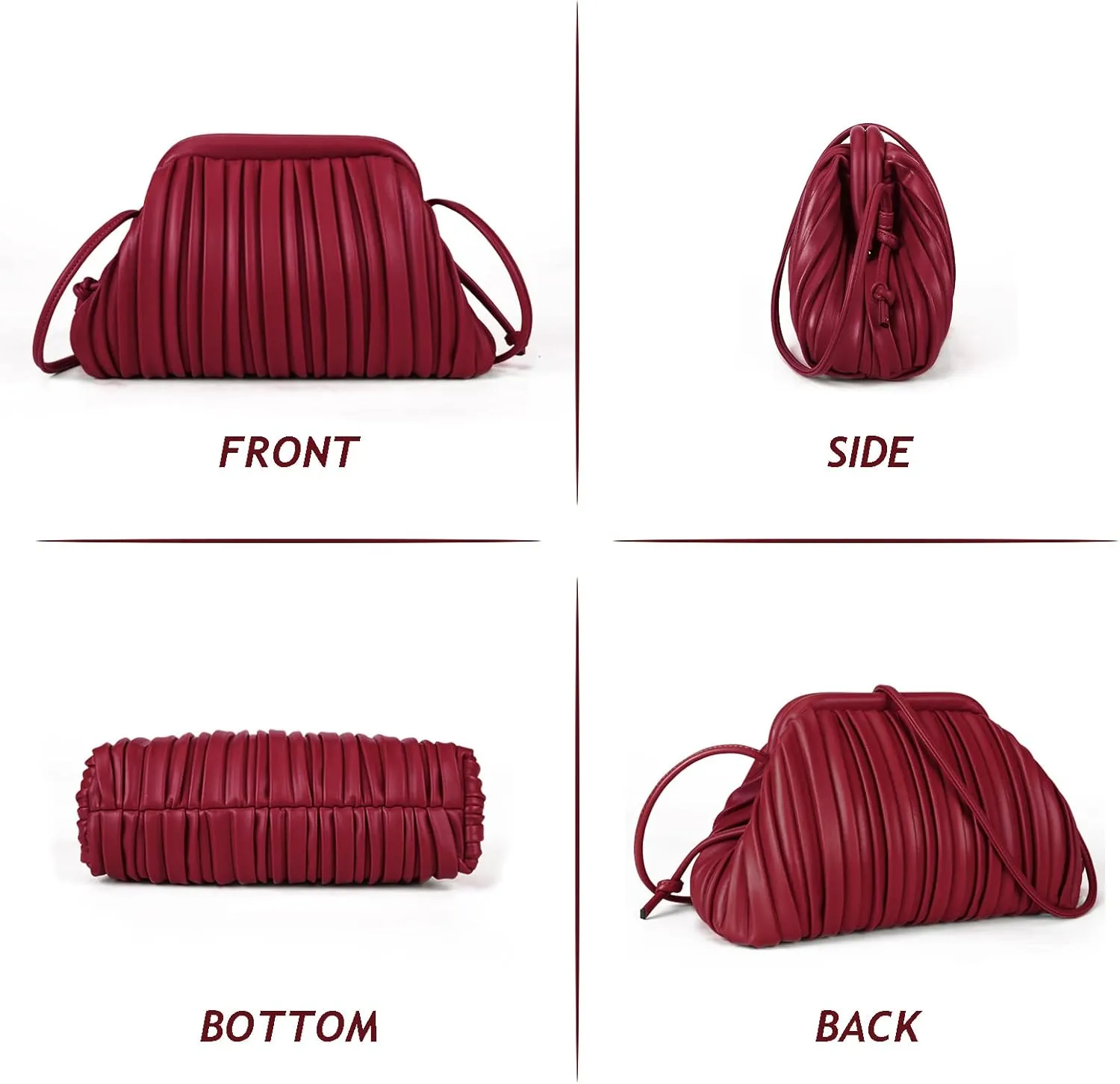 GLITZALL Clutch Purse and Dumpling Bag for Women,Designer Cloud Handbag and Ruched Bag with Detachable Shoulder Strap