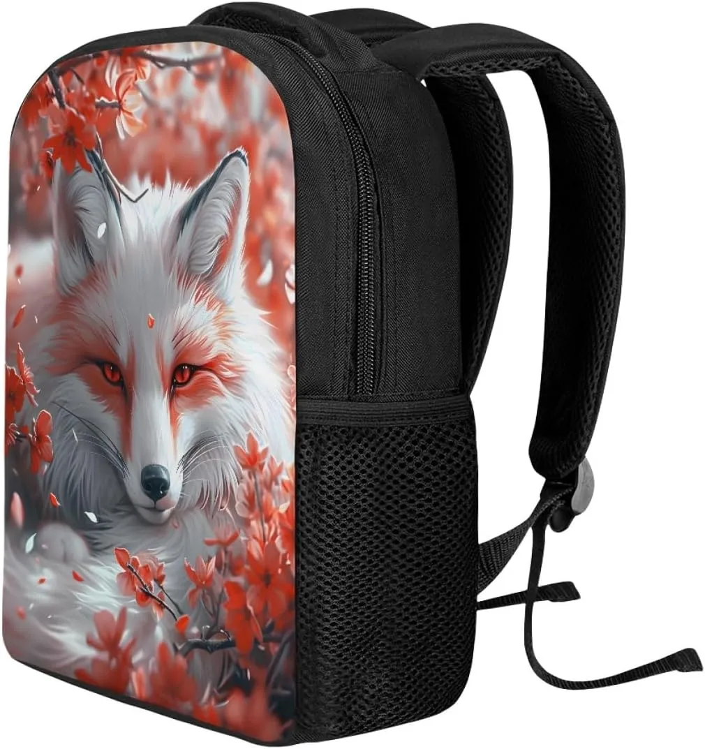 GLUDEAR Boys Girls Cool Fox 3D Printed Backpack Elementary School Bag Kids Bookbag Travel Rucksack,Cherry Blossom Fox