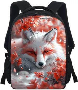 GLUDEAR Boys Girls Cool Fox 3D Printed Backpack Elementary School Bag Kids Bookbag Travel Rucksack,Cherry Blossom Fox