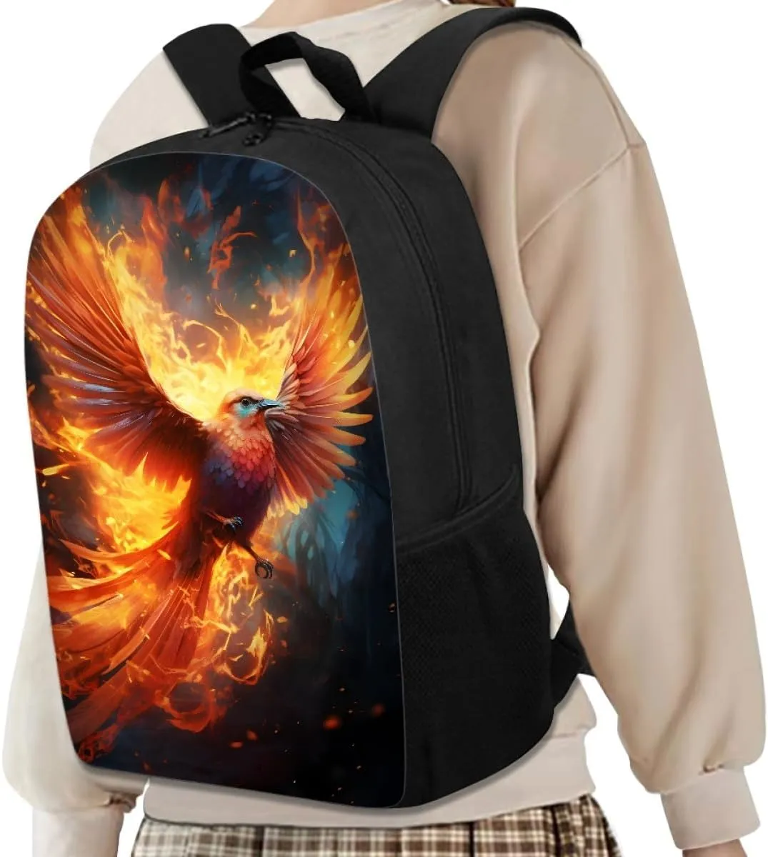 GLUDEAR Cool Animal Graphics Backpack Boy Girl Daypack Bookbag Backpack Adjustable Shoulder Bag,Fire Phoenix Bird