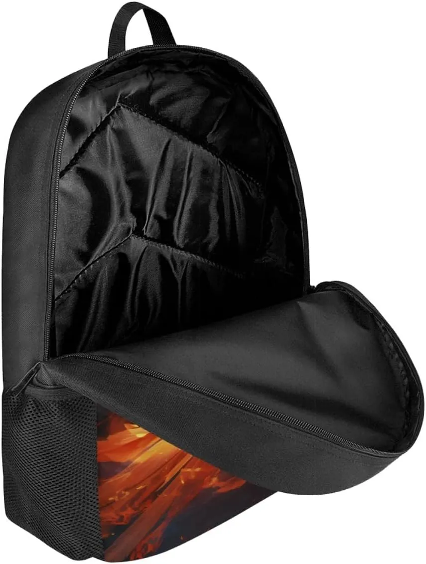 GLUDEAR Cool Animal Graphics Backpack Boy Girl Daypack Bookbag Backpack Adjustable Shoulder Bag,Fire Phoenix Bird