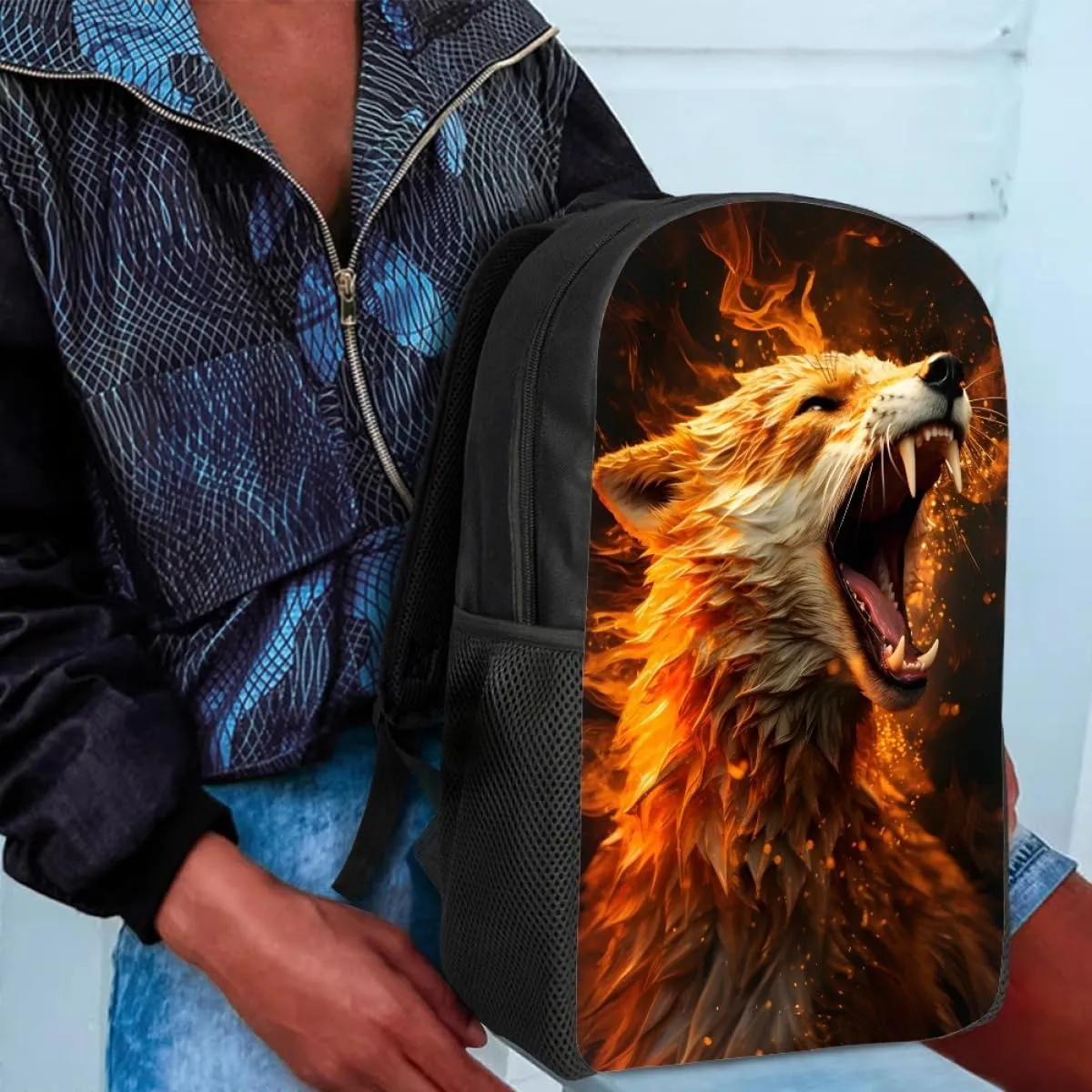 GLUDEAR Cool Graphics Backpack Boy Girl Daypack Bookbag Backpack Adjustable Shoulder Bag,Fire Fox