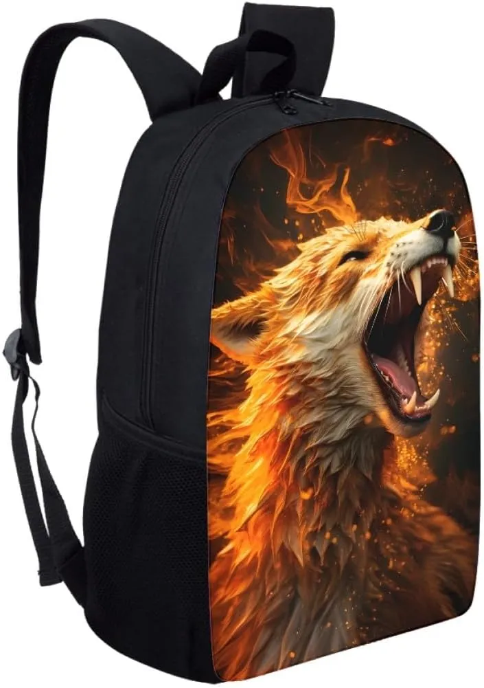 GLUDEAR Cool Graphics Backpack Boy Girl Daypack Bookbag Backpack Adjustable Shoulder Bag,Fire Fox