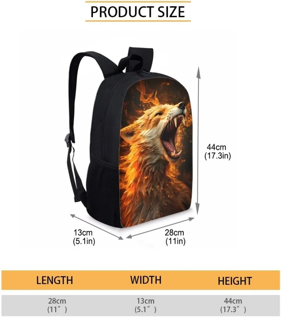 GLUDEAR Cool Graphics Backpack Boy Girl Daypack Bookbag Backpack Adjustable Shoulder Bag,Fire Fox