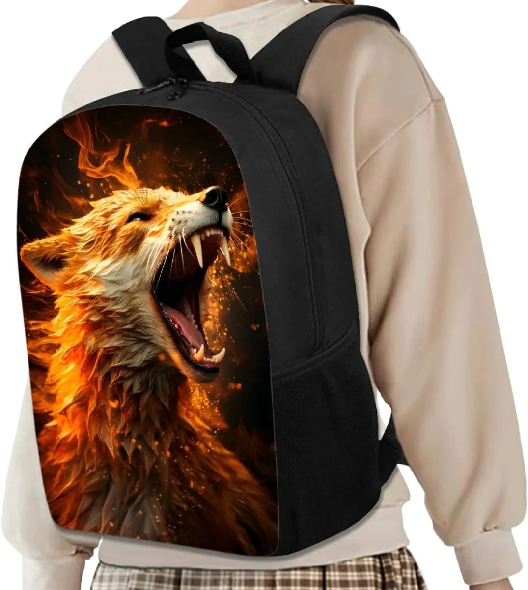 GLUDEAR Cool Graphics Backpack Boy Girl Daypack Bookbag Backpack Adjustable Shoulder Bag,Fire Fox