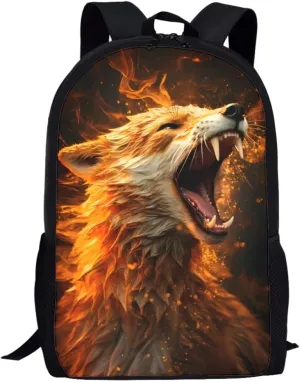 GLUDEAR Cool Graphics Backpack Boy Girl Daypack Bookbag Backpack Adjustable Shoulder Bag,Fire Fox