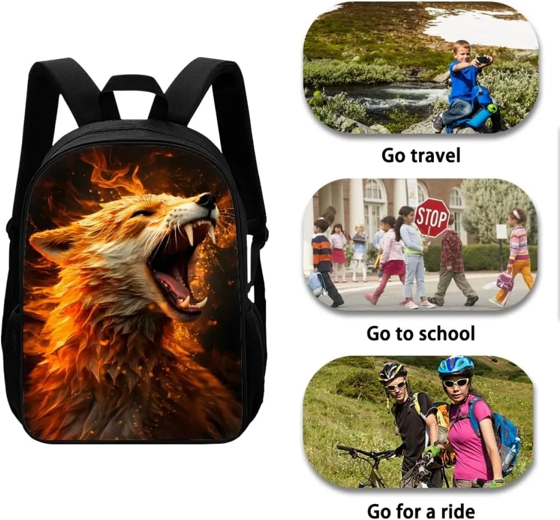 GLUDEAR Cool Graphics Backpack Boy Girl Daypack Bookbag Backpack Adjustable Shoulder Bag,Fire Fox