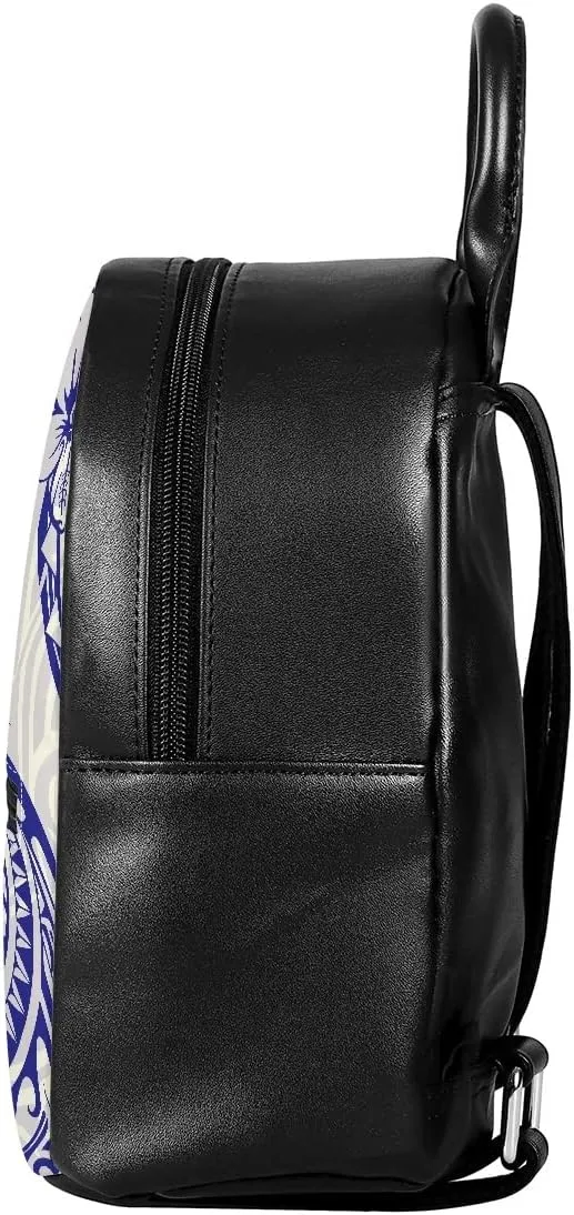 GLUDEAR Polynesian Flower Printed Backpack for Womens Girls Small Daypack Shoulder Bag Casual Travel Bookbag,Blue Polynesian Hibiscus Flower,OneSize