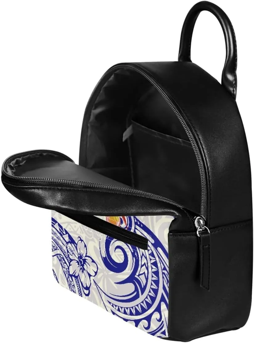 GLUDEAR Polynesian Flower Printed Backpack for Womens Girls Small Daypack Shoulder Bag Casual Travel Bookbag,Blue Polynesian Hibiscus Flower,OneSize