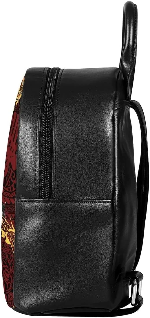GLUDEAR Polynesian Flower Printed Backpack for Womens Girls Small Daypack Shoulder Bag Casual Travel Bookbag,Brown Polynesian Tribal,OneSize