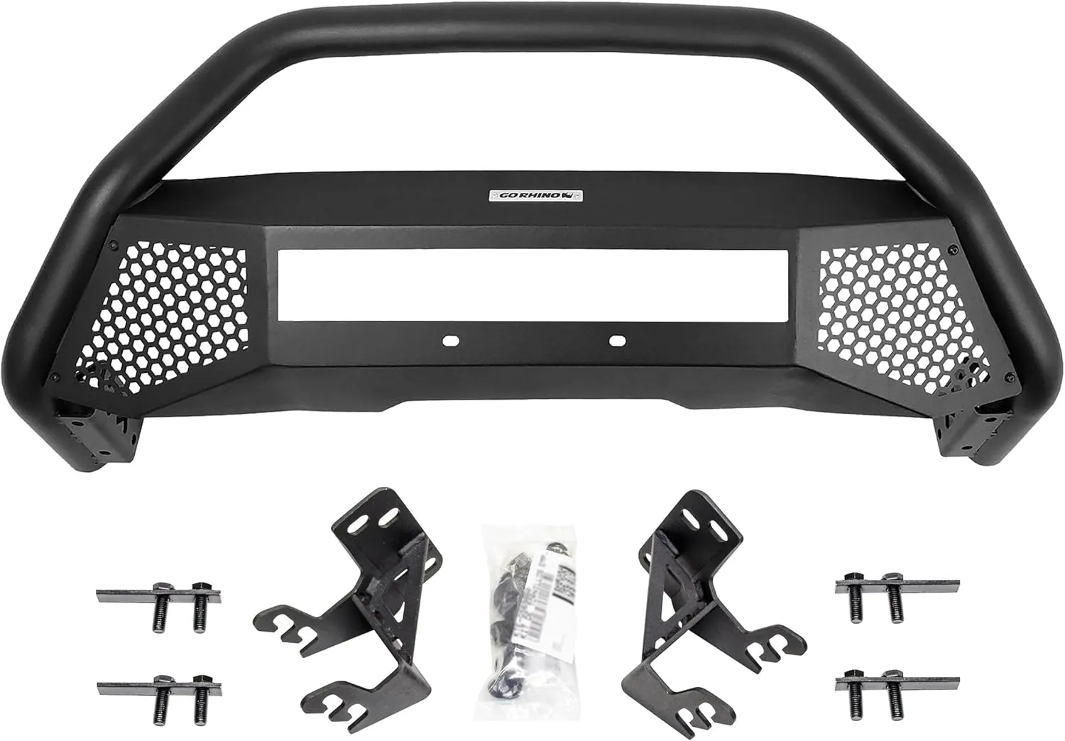 Go Rhino RC4 Bull Bar w/ Hole for 20" Single Row LED Light Bar & Mounting Brackets | Mild Steel, Textured Black | 545660T | Fits 2016 - 2023 Toyota 4Runner