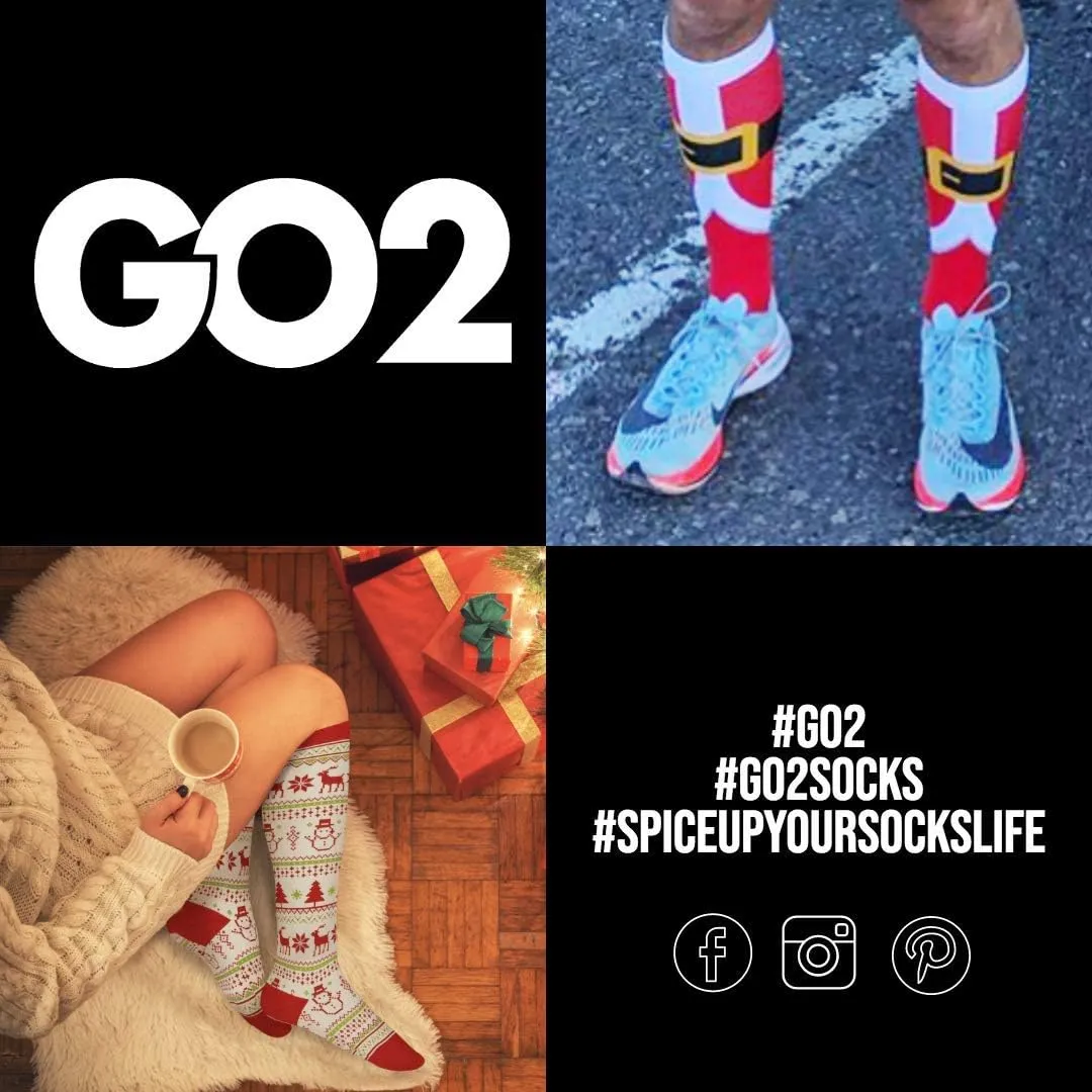 Go2Socks Holiday Compression Socks | Women Men Nurses Runners | 15-20 mmHg Medical Stockings