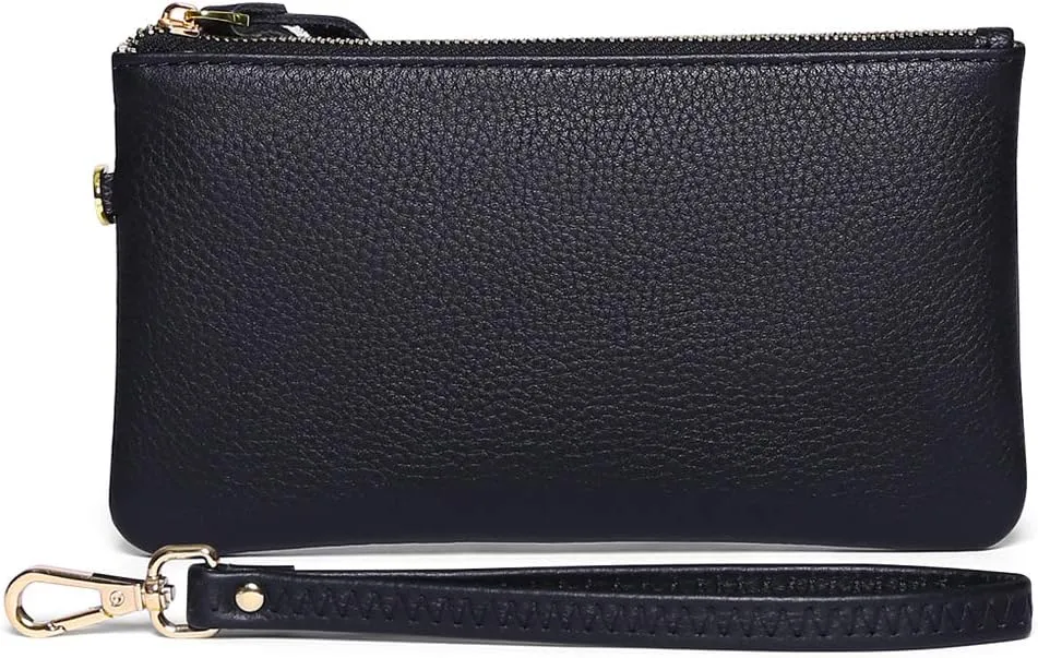 GOIACII Women's Wristlet Clutch Slim Leather Wallet RFID Blocking Handbag