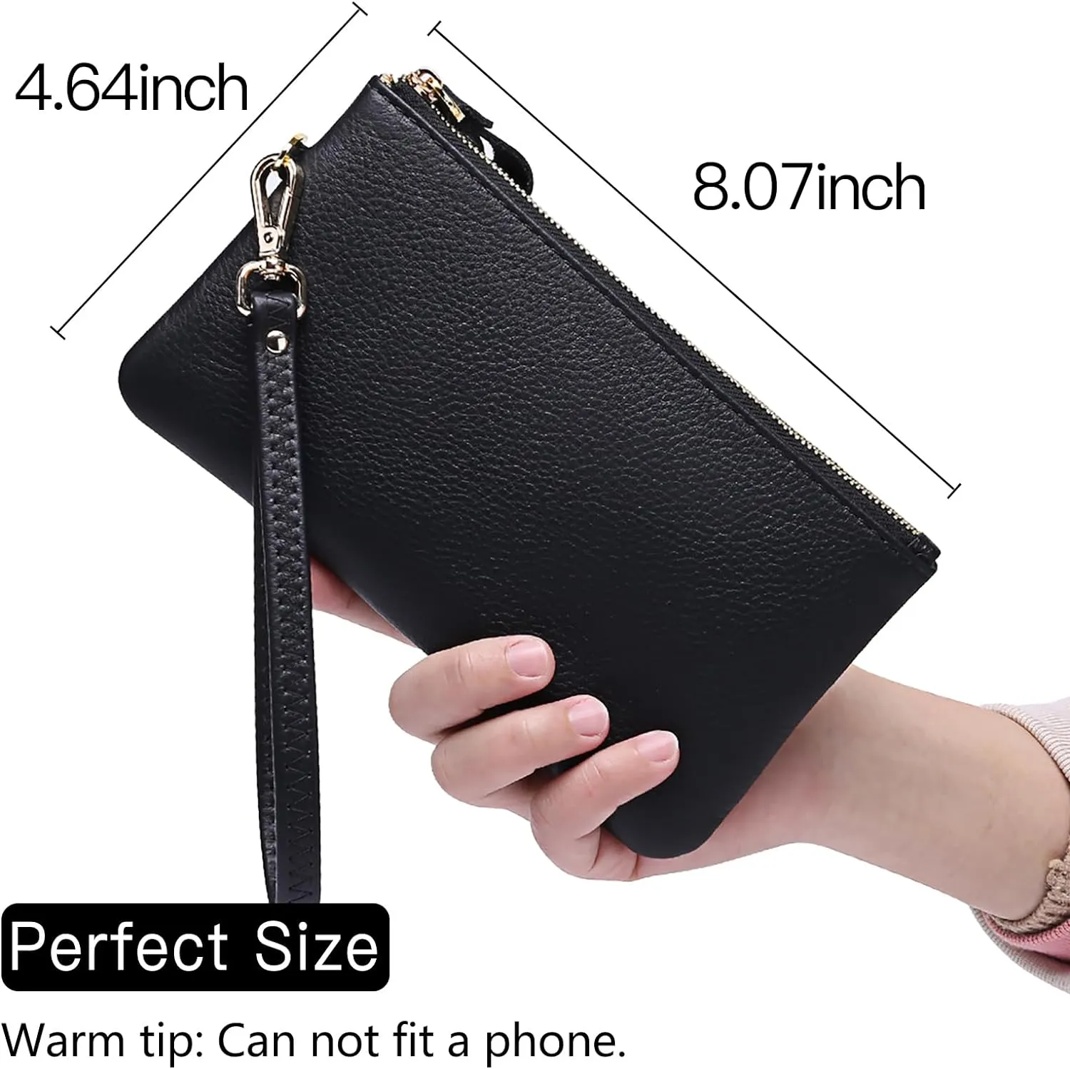 GOIACII Women's Wristlet Clutch Slim Leather Wallet RFID Blocking Handbag