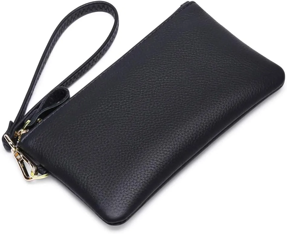 GOIACII Women's Wristlet Clutch Slim Leather Wallet RFID Blocking Handbag