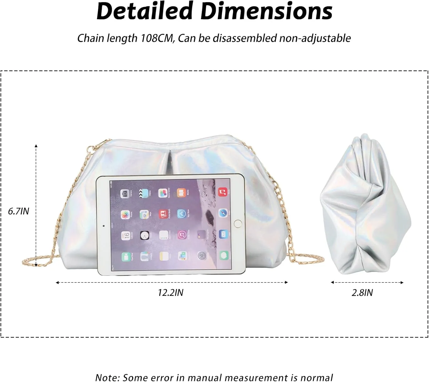 GOKTOW Soft Leather Clutch Purse for Women Dumpling Clutch Purses for Women, Crochet Handbags Ruched Cloud for Wedding Party