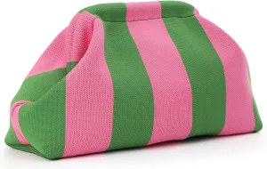 GOKTOW Summer Beach Dumpling Clutch Purses for Women, Woven Crochet Handbags Ruched Cloud Colorblock 2024