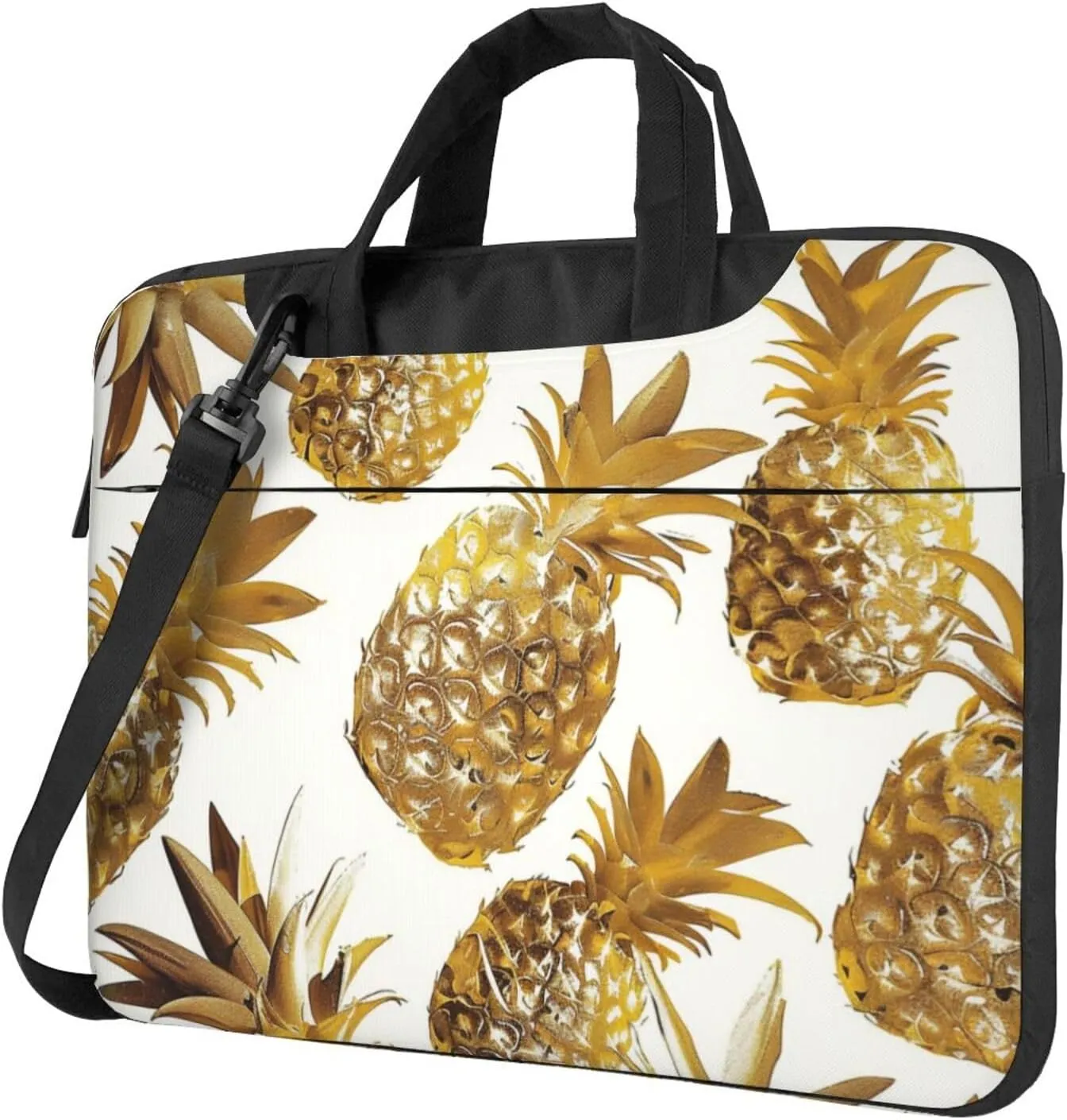 Golden Pineapple Background Printed Laptop Tote Bag Travel Bag Business Computer Bag Work Bag for Men Women