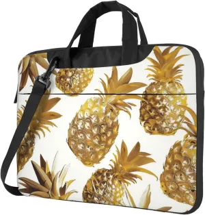 Golden Pineapple Background Printed Laptop Tote Bag Travel Bag Business Computer Bag Work Bag for Men Women