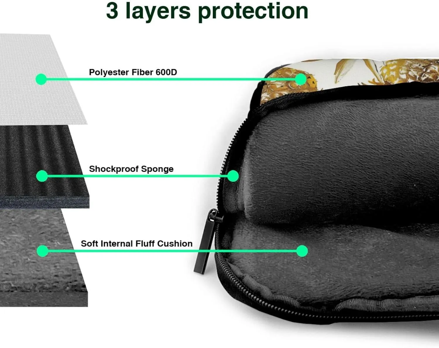 Golden Pineapple Background Printed Laptop Tote Bag Travel Bag Business Computer Bag Work Bag for Men Women