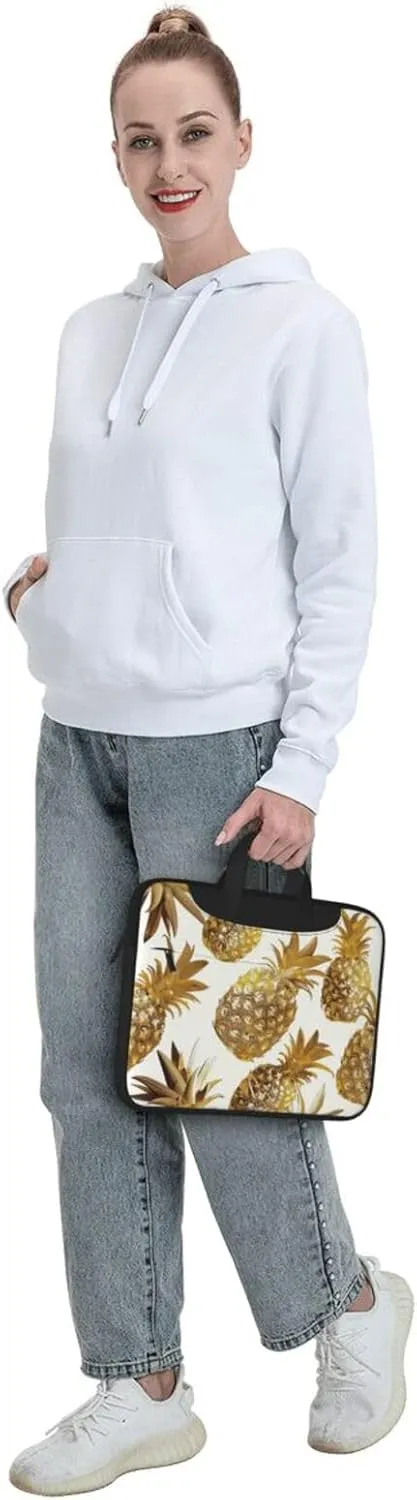 Golden Pineapple Background Printed Laptop Tote Bag Travel Bag Business Computer Bag Work Bag for Men Women