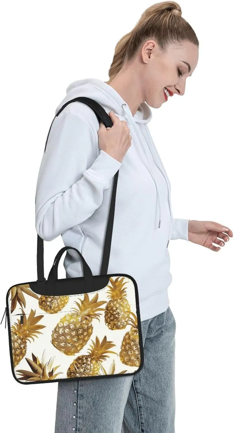 Golden Pineapple Background Printed Laptop Tote Bag Travel Bag Business Computer Bag Work Bag for Men Women