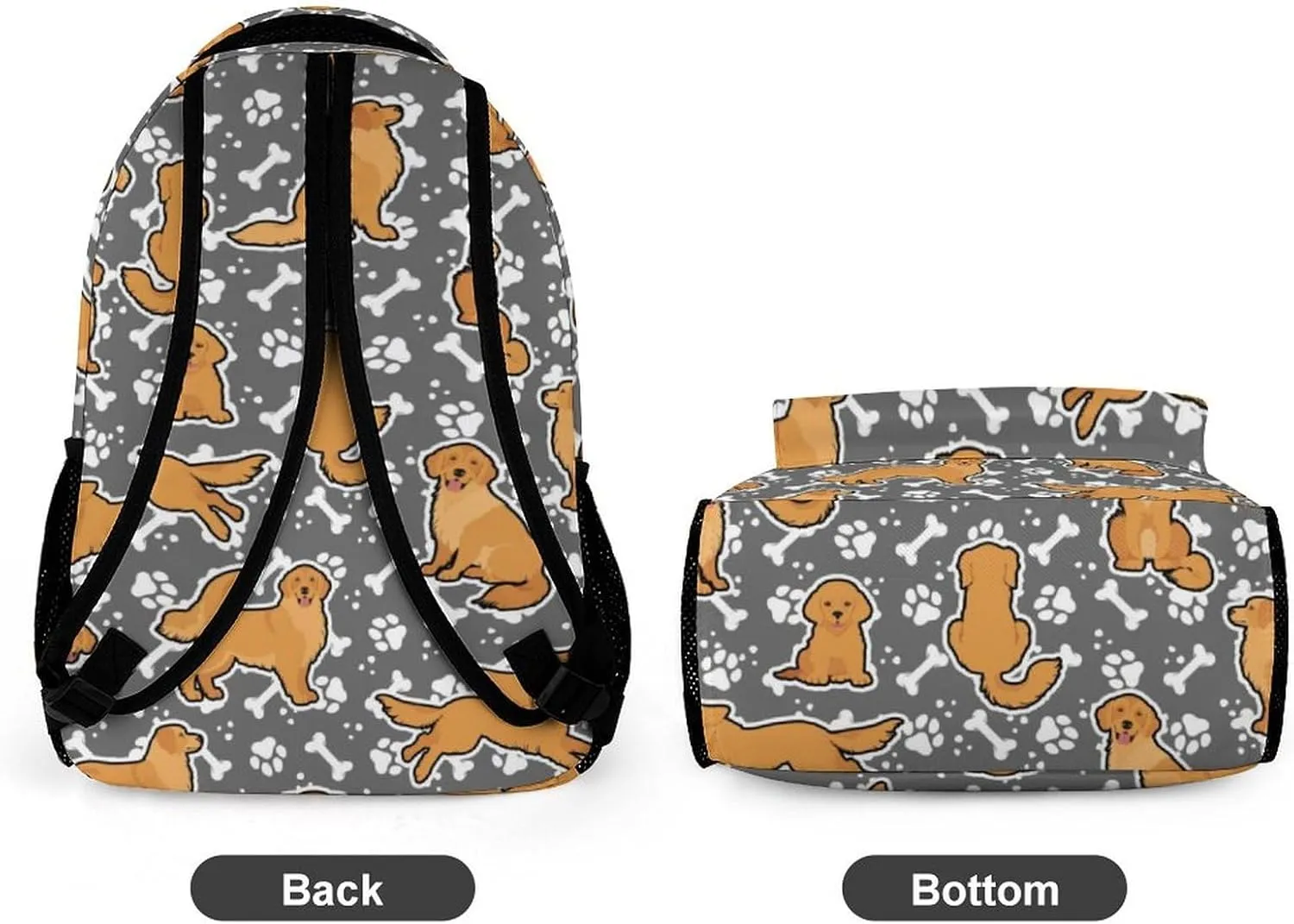 Golden Retriever Backpack for Kids Girls Boys School, 16 Inches Cute Dog Theme Bookbag, Adjustable, Lightweight, Large Capacity, Colorful Daily Casual Backpacks