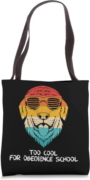Golden Retriever With Shades Too Cool For Obedience School Tote Bag