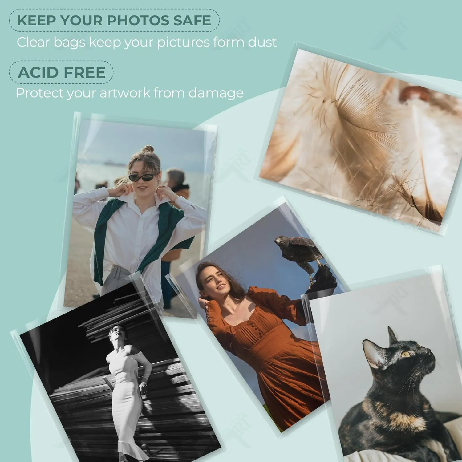 Golden State Art, 100 Pack 5x7 Inches Acid-Free Crystal Clear Sleeves Storage Bags, Resealable Cellophane Bags for 5X7 Prints, Photos, A2 A4 A6 Cards & Envelopes