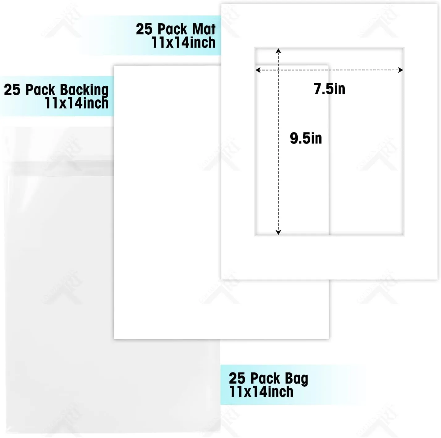 Golden State Art, Acid Free, Pack of 25, 11x14 White Picture Mats Mattes with White Core Bevel Cut for 8x10 Photo   Backing   Bags