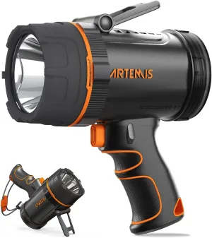 GOODSMANN LED Rechargeable Marine Spotlight 2000 Lumen Handheld Spot Light Waterproof Searchlight Portable Boat Flashlight for with Switch Lock and USB Cable for Outdoor Fishing Hiking Hunting