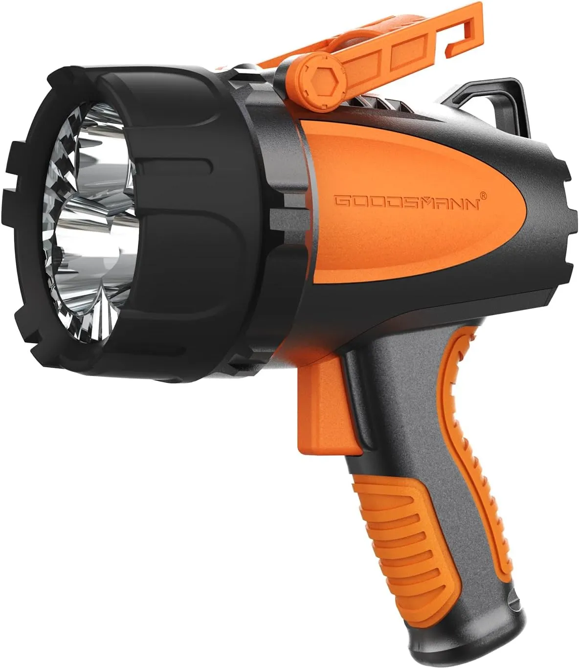 GOODSMANN Rechargeable Spotlight IP67 Waterproof Marine Spotlights 4500 Lumen Handheld Light LED Searchlight with EVA Storage Carrying Case and USB Charger for Hiking, Boating, Hunting, Camping