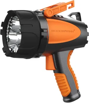GOODSMANN Rechargeable Spotlight IP67 Waterproof Marine Spotlights 4500 Lumen Handheld Light LED Searchlight with EVA Storage Carrying Case and USB Charger for Hiking, Boating, Hunting, Camping
