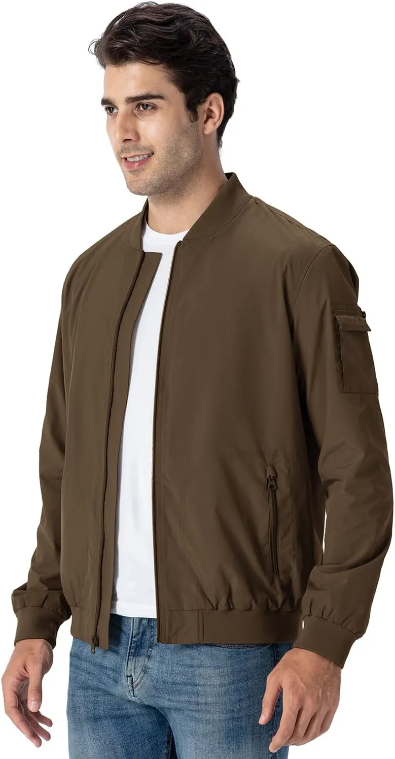 Gopune Men's Windproof Bomber Jacket Lightweight Windbreaker Outdoor Golf Fashion Coat