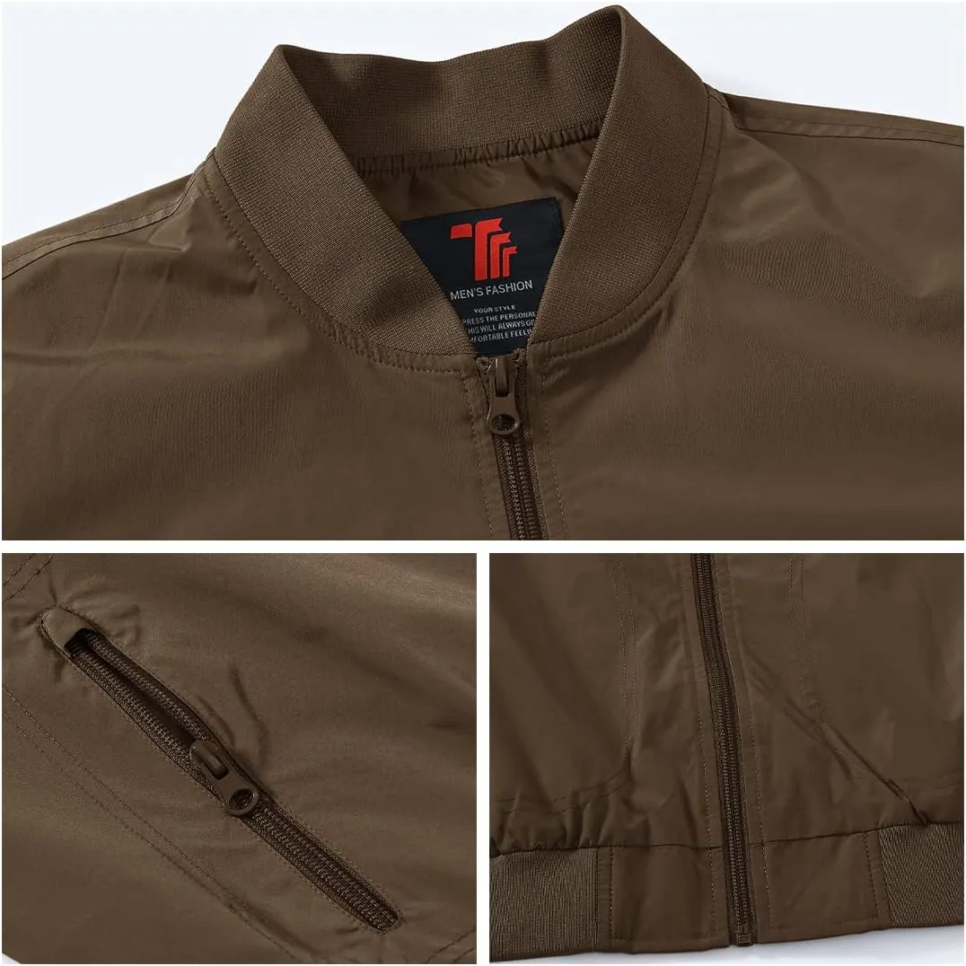 Gopune Men's Windproof Bomber Jacket Lightweight Windbreaker Outdoor Golf Fashion Coat