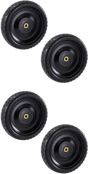 Gorilla Carts 13 Inch No-Flat Replacement Wheels, Heavy Duty Solid Tires, for Utility Garden Cart, Wheelbarrow, Dolly & Wagon, Black, Set of 4