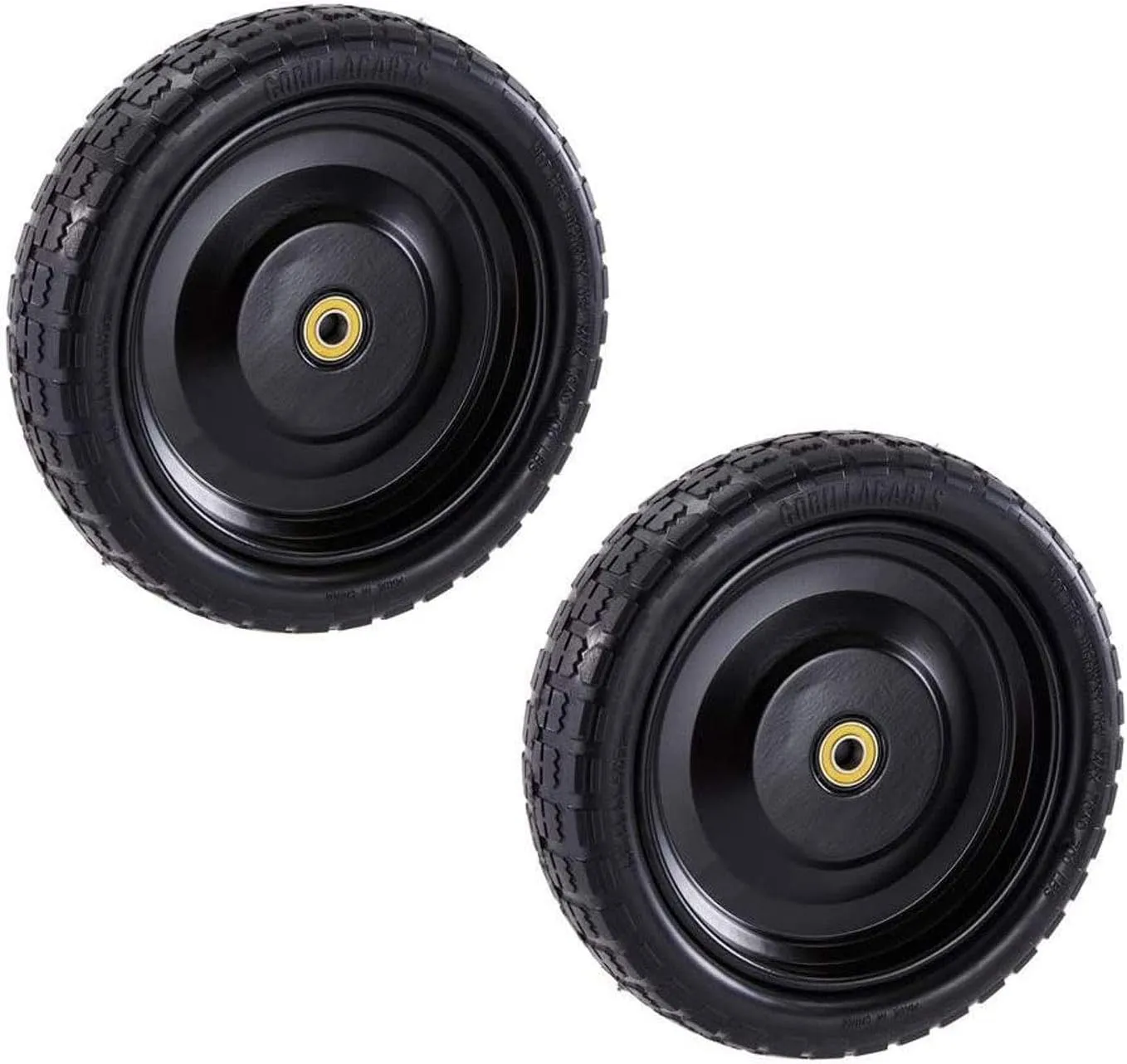 Gorilla Carts 13 Inch No-Flat Replacement Wheels, Heavy Duty Solid Tires, for Utility Garden Cart, Wheelbarrow, Dolly & Wagon, Black, Set of 4