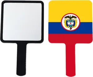GOYMFKM Colombia Flag National Emblem Handheld Mirror, Square Beauty Vanity Handheld Makeup Mirrors with Handle, Travel Portable Mirror for Makeup Black 12×22Cm