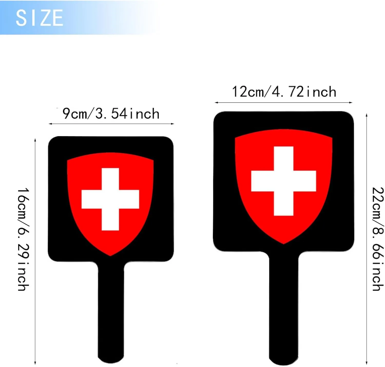 GOYMFKM Hand Held Mirror with Handle for Makeup, Novelty Switzerland National Emblems Flag Hand Mirror for Travel Handheld Vanity Mirror for Women Girls Black 12×22Cm