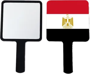GOYMFKM Handheld Makeup Mirrors with Egypt Flag - Hand Held Mirror with Handle for Makeup, Portable Travel Beauty Vanity Mirror for Men Women (Square) Black 12×22Cm
