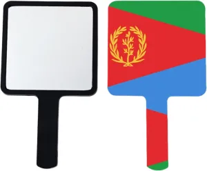 GOYMFKM Handheld Mirrors with Africa Eritrea Flag National Emblem - Hand Held Makeup Mirror with Handle, Square Portable Travel Beauty Mirror Black 9×16Cm